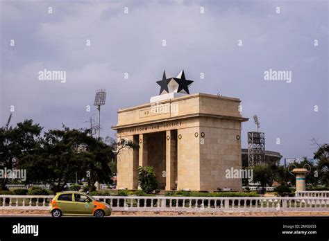 Independence Arch On The Black Star Square In African Capital City