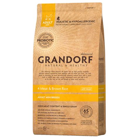 GRANDORF 4 MEAT & BROWN RICE MINI BREEDS, корм 4 мяса для собак мини ...