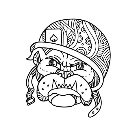 monoline illustration  head   american soldier bulldog wearing