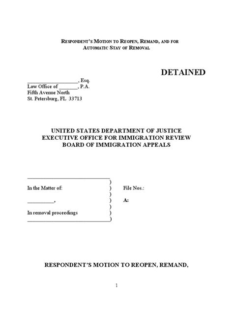 402 Respondent S Motion To Reopen Remand And For Automatic Removal Proceedings Common Law