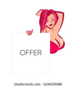 Nude Girl Swimsuit Holding Banner Copy Stock Vector Royalty Free Shutterstock