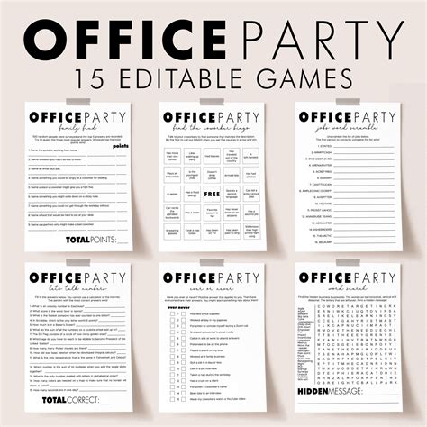 Work Party Games Bundle Printable Modern Office Party Games For