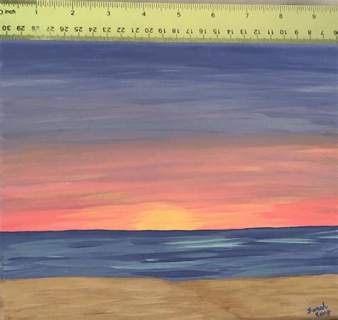 Sunset at the Beach Acrylic Painting Setting Sun on the Beach Hand ...