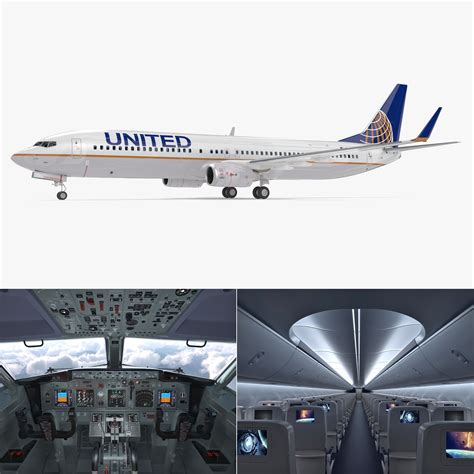 Boeing 737-900 with Interior and Cockpit United Airlines 3D Model $349 ...