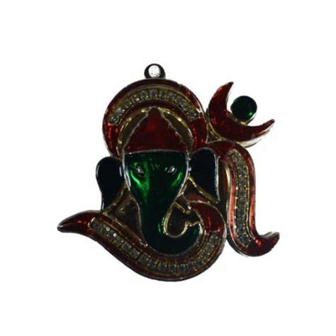 Traditional Brass Ganesha Om Kumkum Box For Temple Golden At Rs