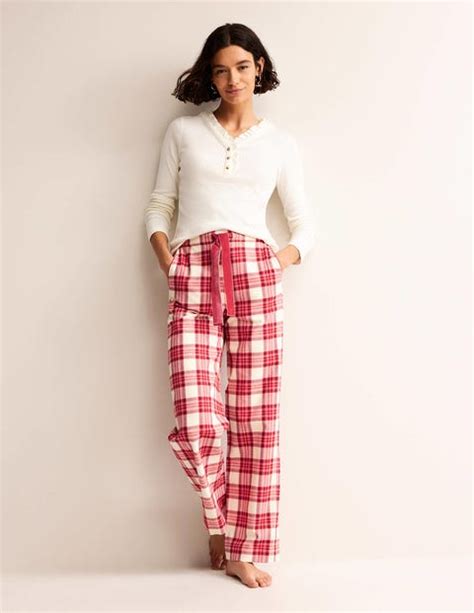 Brushed Cotton Pyjama Trouser Tonal Reds Check Boden Eu