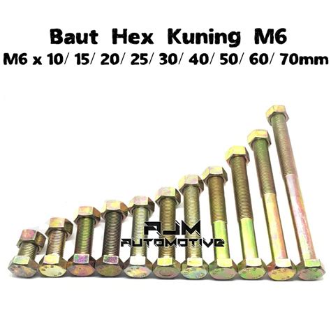 Jual Baut Mur Hex Kuning M X Mm Hexagon