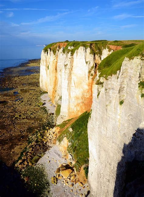 Panorama Of A Beautiful Empty Beach And White Chalk Cliffs And Natural