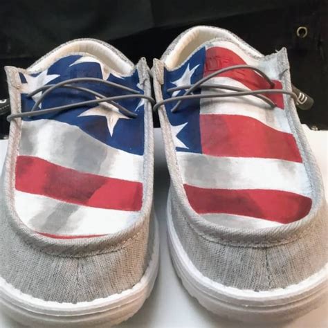 Hey Dudes Men Leather American Flag Etsy