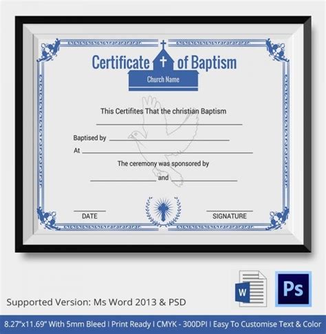 Baptism Certificate - 19+ Word, PDF Documents Download | Free & Premium Templates