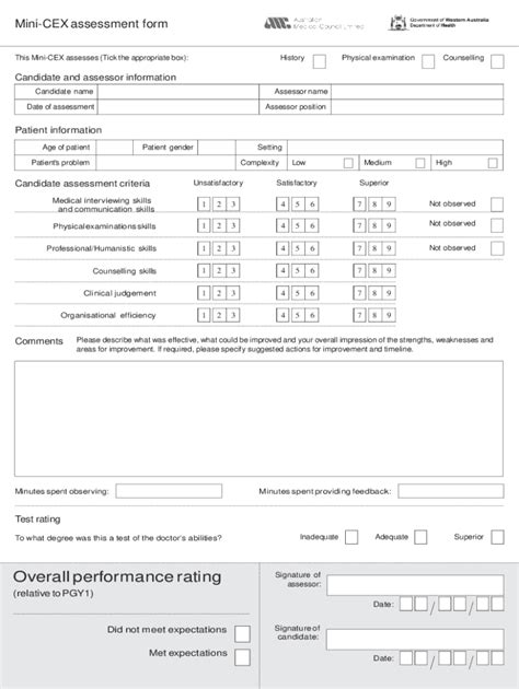 Fillable Online Mini Clinical Evaluation Exercise Mini CEX Rating