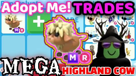 Mega Neon Highland Cow Trades In Adopt Me Youtube