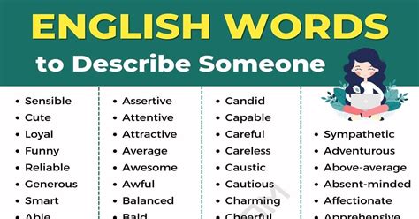 Best Words To Describe Someone In English Esl