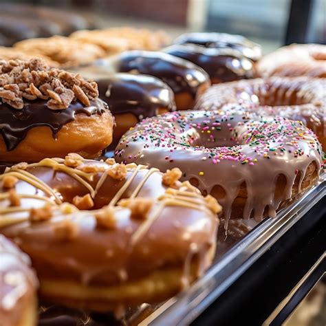 Premium Ai Image Tempting Donut Assortment On A Dessert