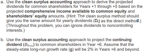 A Use The Clean Surplus Accounting Approach To