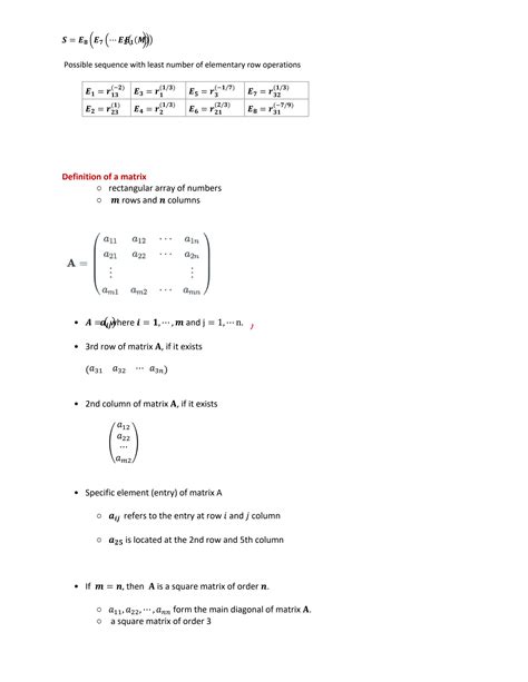 SOLUTION Notes Operations With Matrices Studypool