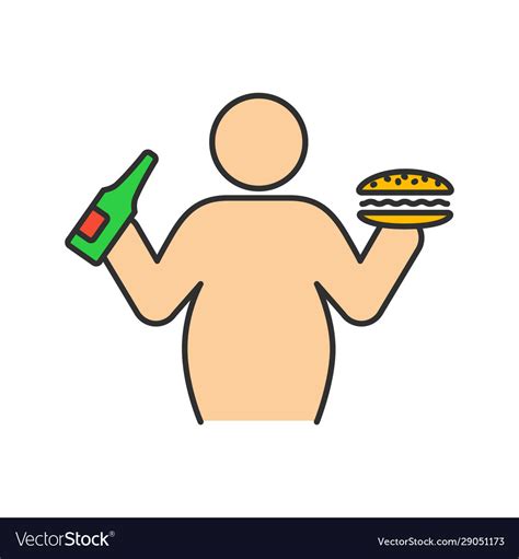 Overweight And Obesity Color Icon Royalty Free Vector Image