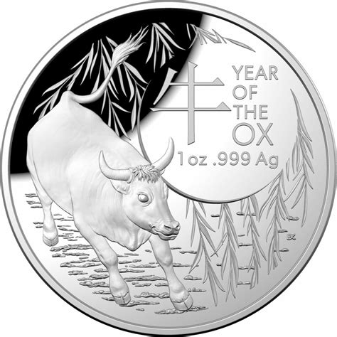 Australia Lunar Year Of The Ox Domed Proof Oz Silver Coin