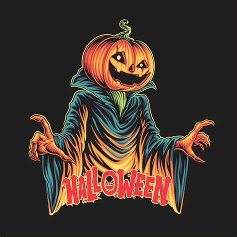 Premium Vector Pumpkin Head Halloween Character Illustration