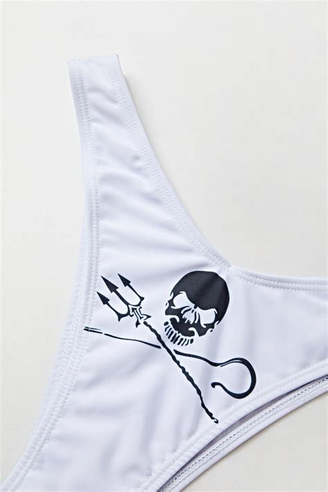 Emmiol Free Shipping Gothic Punk Skull Print Bikini Set Yellow M