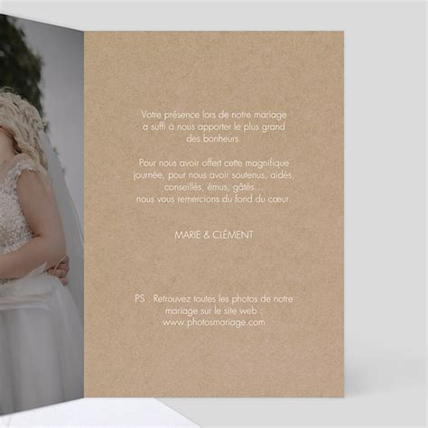 Remerciements Mariage Parcem Kraft Popcarte