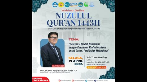 Peringatan Nuzulul Quran H Dkm Upn Veteran Jakarta Ust Prof