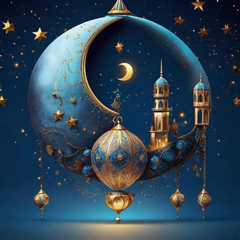 Premium Photo Eid Mubarak Luxury Moon Star Mosque