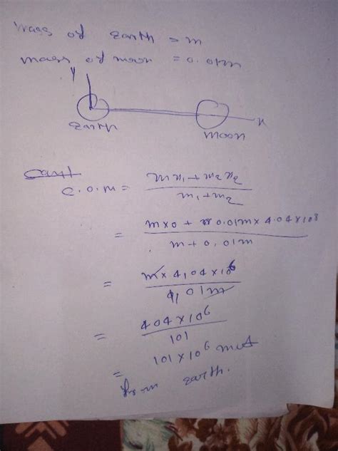 If The Distance Between The Centres Of Earth And Moon Is D And Mass Of