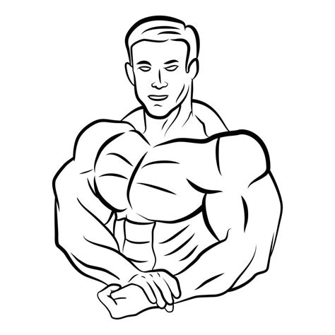 Man Bodybuilder Black and White Illustration 15547716 Vector Art at ...