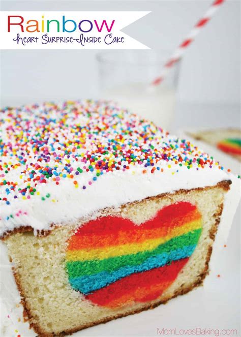 rainbow surprise heart cake