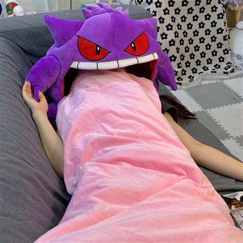 Gengar Foldable Tongue Plushie Blanket Pillow Kuromi Box