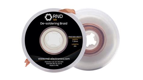 RND 560-00271 | RND Desoldering Braid, Copper, 1.5mm x 2m | Distrelec ...