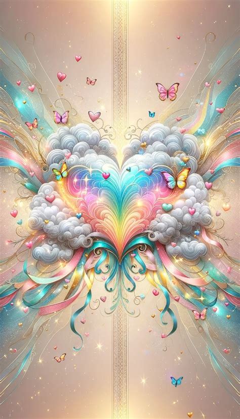 Wallpaper Spring Theme Heart Clouds Background Nel