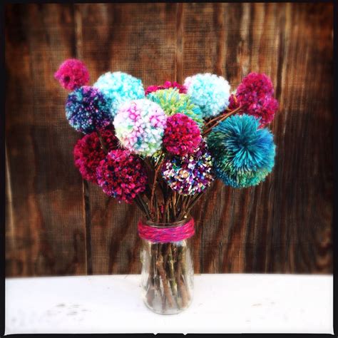 Pom Pom Flower Bouquet 40 00 Thecolorfulnest Yarn Diy Projects Pom Pom Crafts