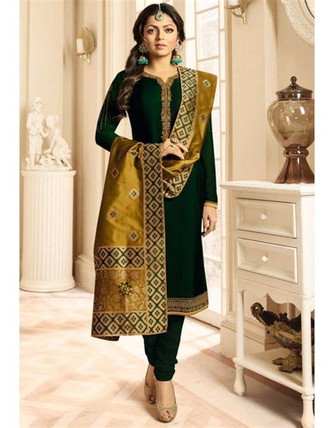 Dark Green Suit With Golden Dupatta Atelier Yuwa Ciao Jp