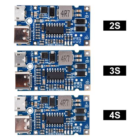 Type C USB 2S 3S 4S BMS 4 5V 15V 18W 2A Lithium Battery Charging Module