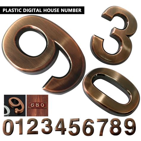 Abs Plastic Bronze Self Adhesive 0 9 Door Numbers Customized House