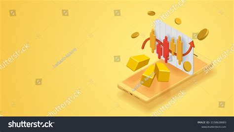 Candlestick Chart Graphs Gold Bars Buying Stock Vector Royalty Free