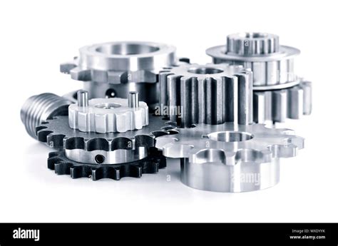 Interlocking Industrial Metal Gears Isolated On White Stock Photo Alamy