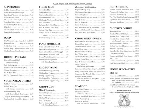 Menu At Winfield Chinese Restaurant Lake Country