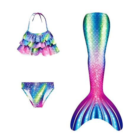 MUXiin Mermaid Swimsuit With Tail 4t Fish Tail Set Sling Bikini Fishscale Girls Swimwear Bikini