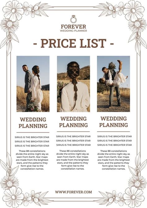 Customize This Vintage Forever Wedding Planners Price List Design For Free