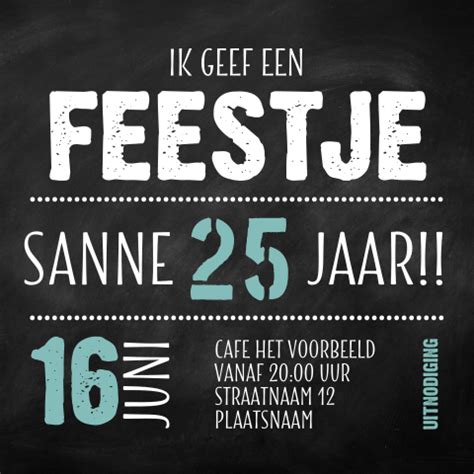 Uitnodiging Feest Schoolbord Typografie