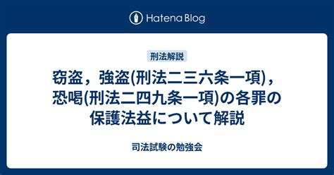 窃盗，強盗刑法二三六条一項，恐喝刑法二四九条一項の各罪の保護法益について解説 司法試験の勉強会