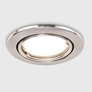 Pack Of 6 MiniSun Fire Rated Brushed Chrome Tiltable GU10 Recessed