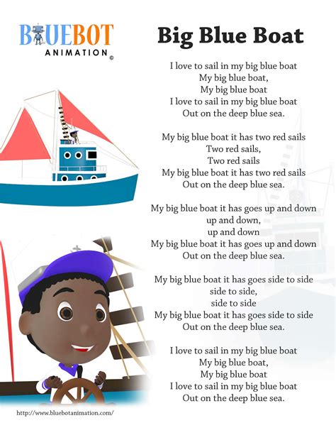 Big Blue Boat Nursery Rhyme Lyrics Free Printable Nursery Rhyme Lyrics