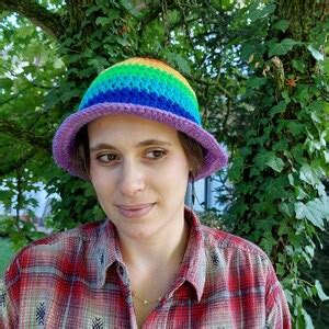 Rainbow Bucket Hat Crochet Pattern Lgbtq Bucket Hat Etsy