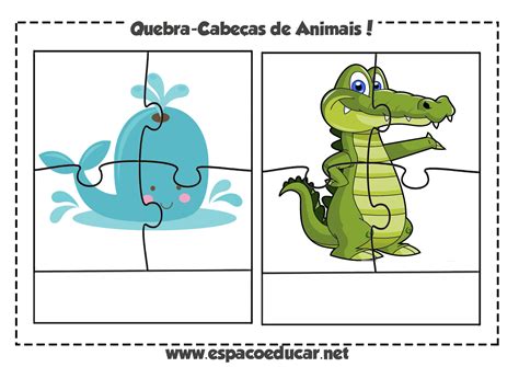 Jogo Educativo Gr Tis Quebra Cabe A De Animais Para Imprimir E