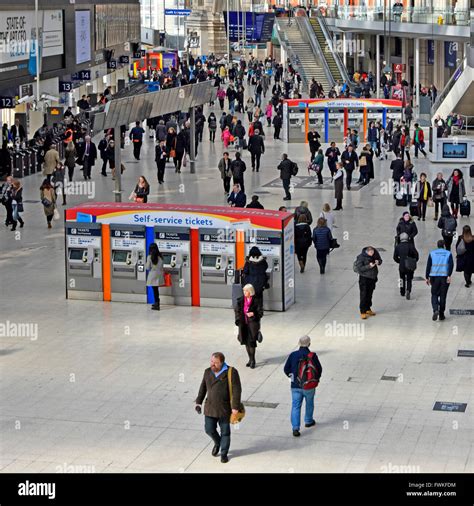 View From Above Looking Down On Commuters On London Waterloo Station