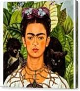 Frida Kahlo Selfportrait With Thorn Necklace And Painting By Morgan